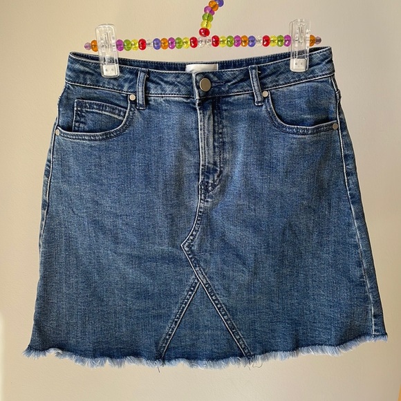 💙SEED HERITAGE denim mini skirt with controlled frayed hem - Picture 5 of 13